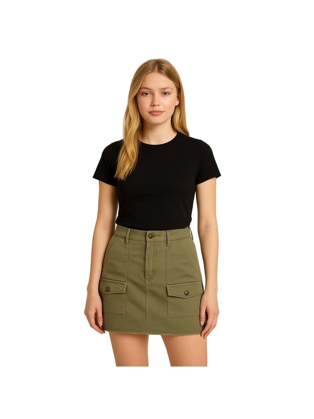 Kohl's Khaki Olive Green Utility Mini Skirt Sz 1/25